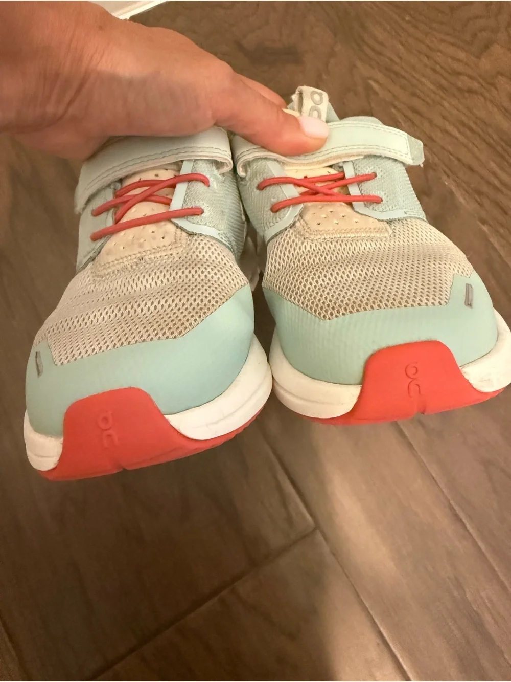 On Running Kids Light Blue and Beige Velcro Sneakers